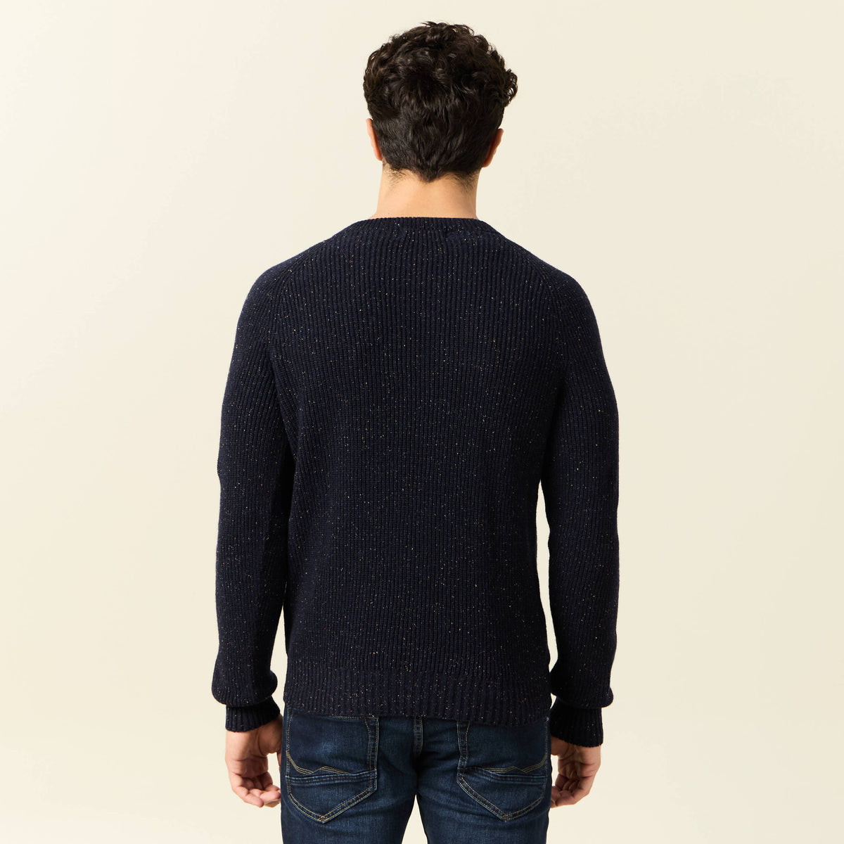 Pull manches longues fabriqué en France bleu marine homme