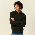 Pull col camionneur vert kaki homme