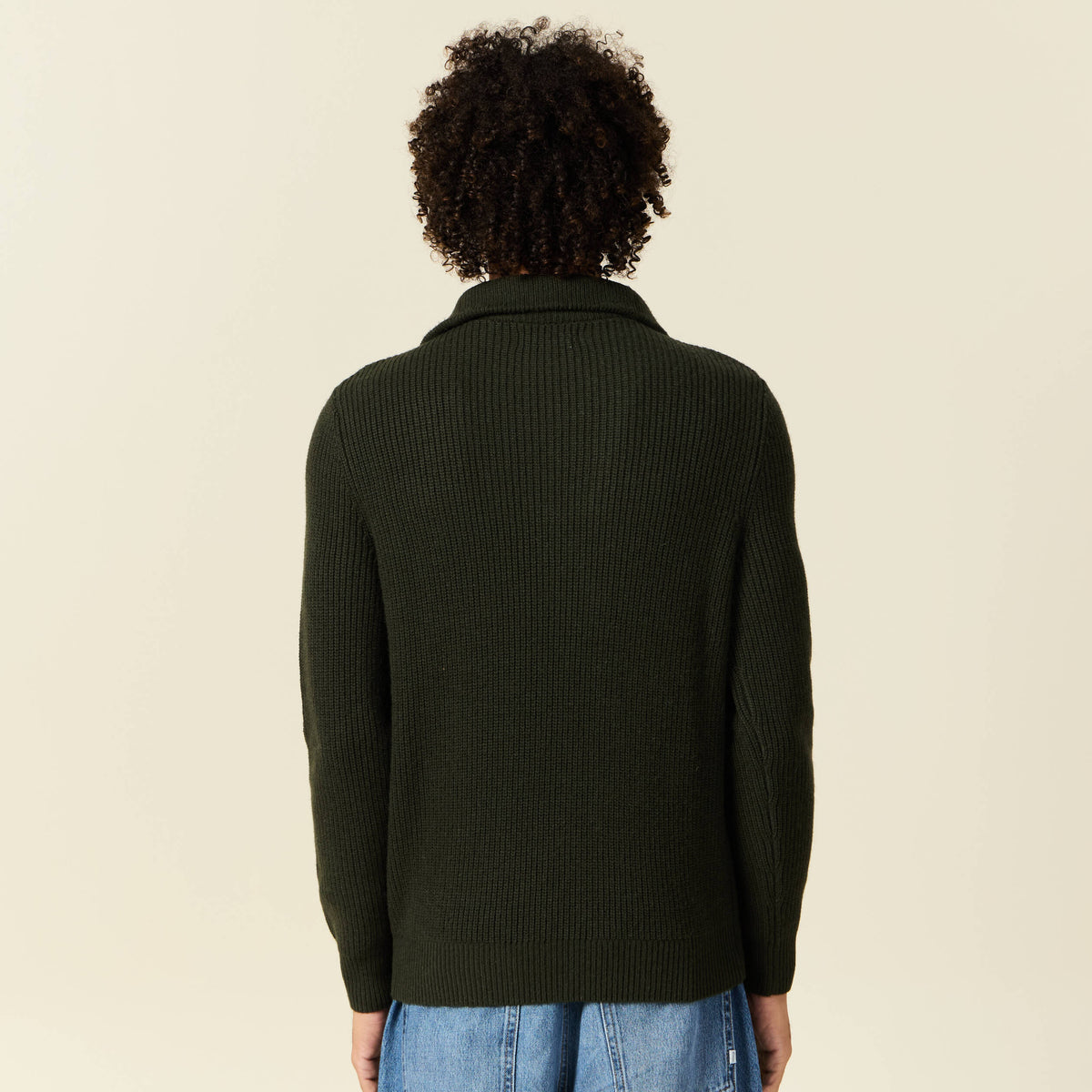 Pull col camionneur vert kaki homme