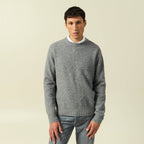 Pull manches longues col rond gris homme