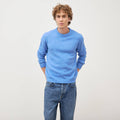 Pull manches longues col rond bleu violet homme