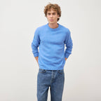 Pull manches longues col rond bleu violet homme