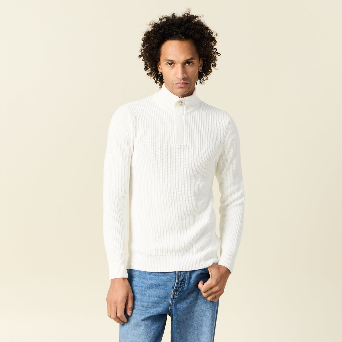 Pull manches longues ecru homme