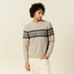 Pull manches longues beige homme