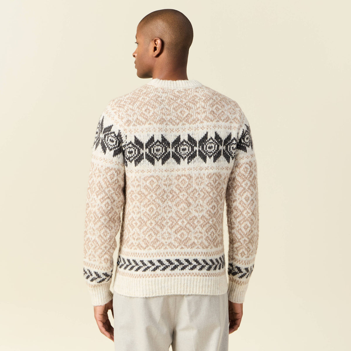 Pull manches longues beige homme
