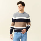Pull manches longues bleu marine homme