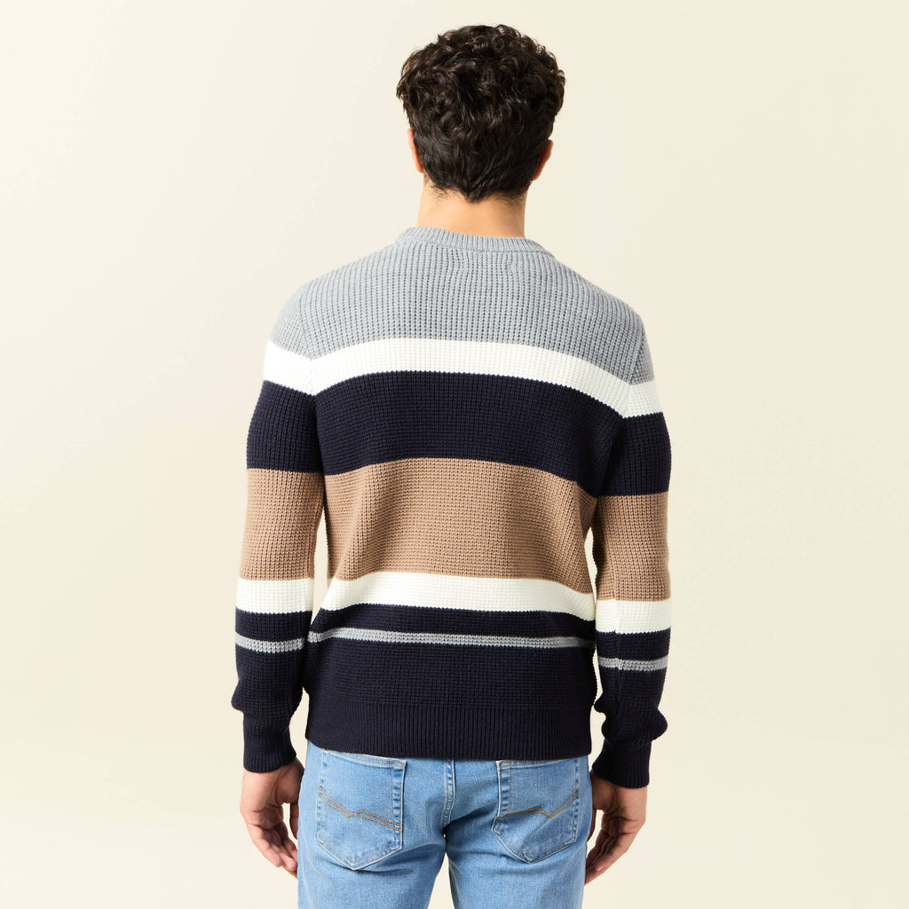 Pull manches longues bleu marine homme