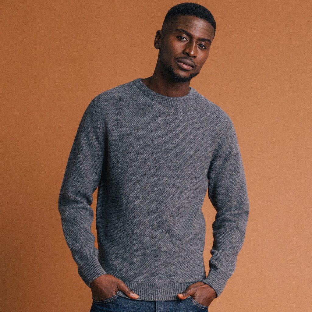Pull manches longues fabriqué en France gris foncé homme