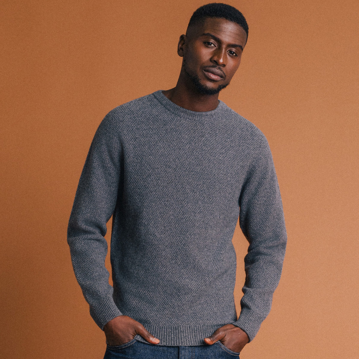 Pull manches longues fabriqué en France gris foncé homme