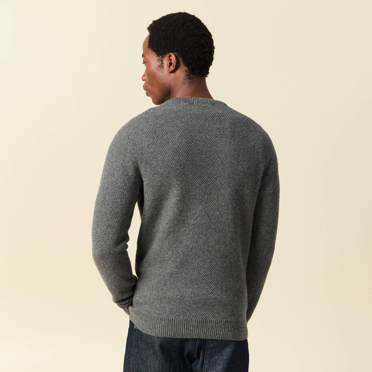 Pull manches longues fabriqué en France gris foncé homme