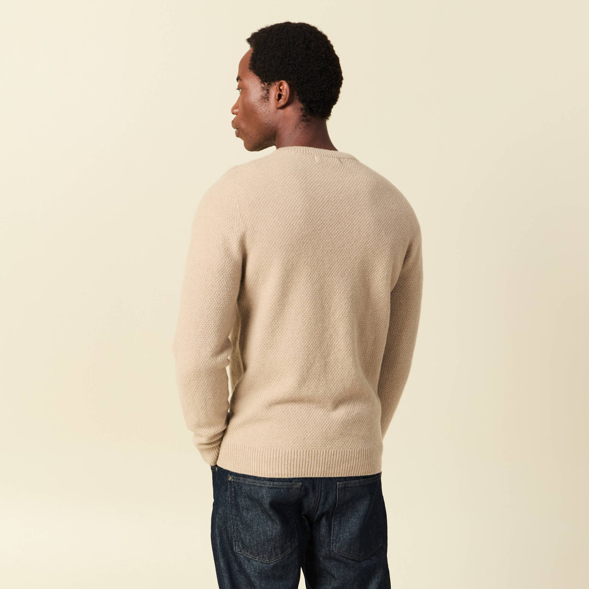 Pull manches longues fabriqué en France sable homme