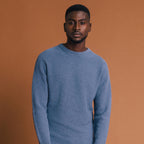 Pull manches longues fabriqué en France bleu foncé homme