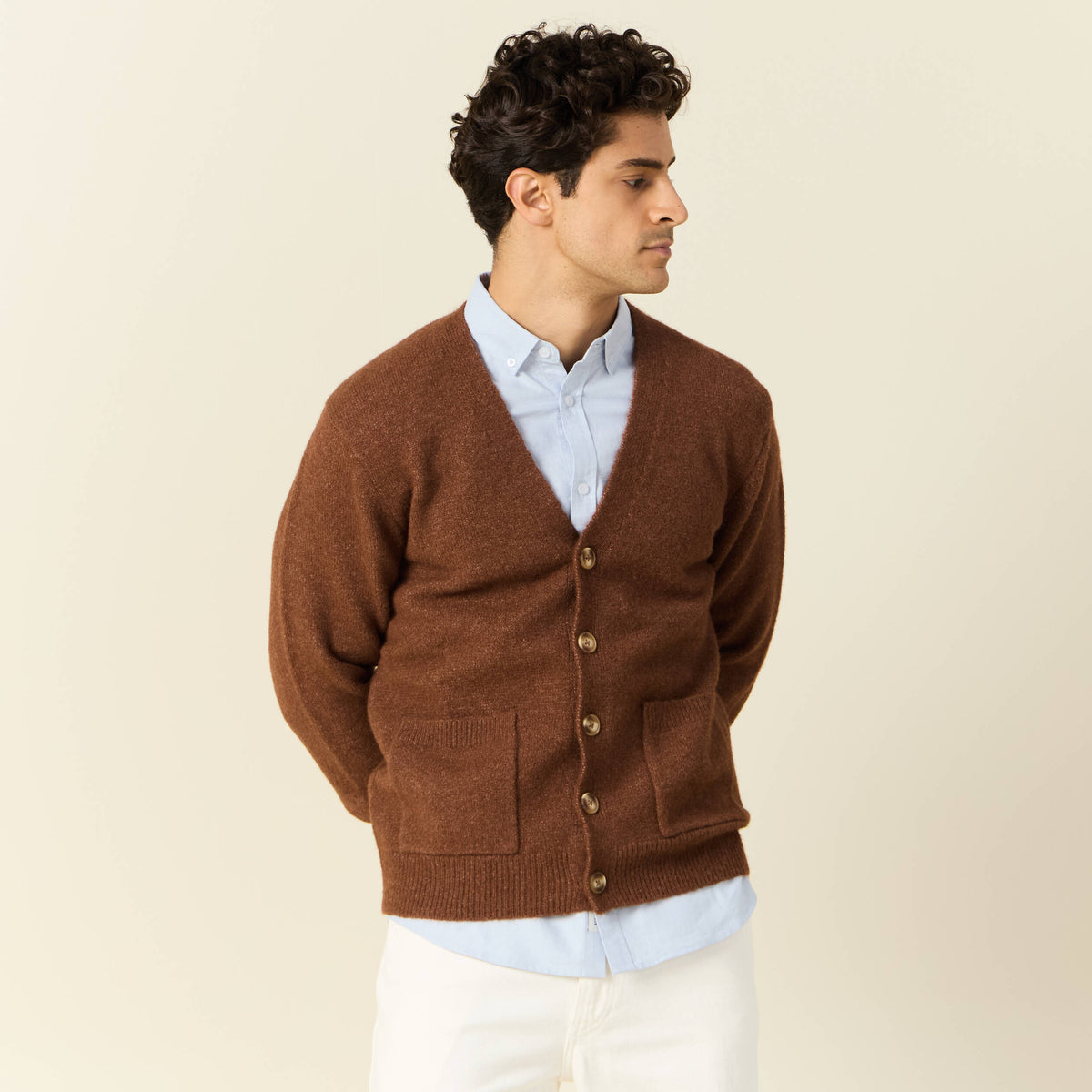 Gilet manches longues marron homme
